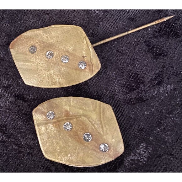 Vintage Hat Pin 30s Art Deco Celluloid w/ Rhinestones Unique Adornment Brooch - Picture 4 of 7